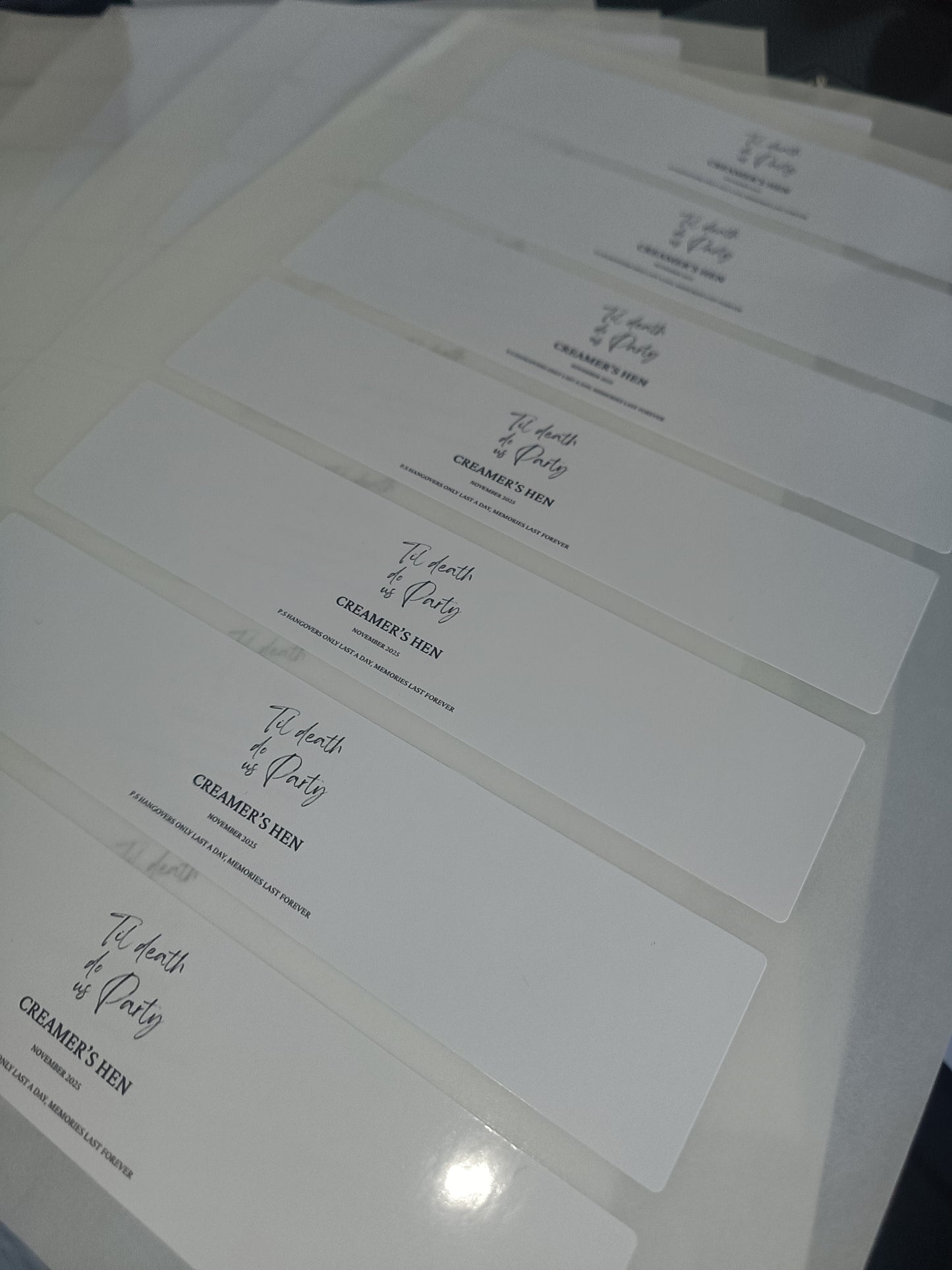 White Hen Party Water Bottle Labels | Til Death Do Us Party | Hen Do Stickers