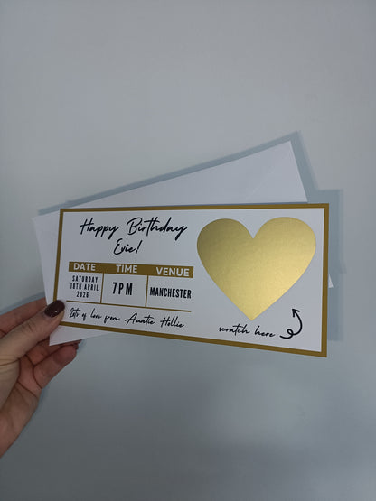 Gold Surprise Concert Ticket Print | Personalised Gold Concert Ticket | Scratch Reveal | Gift Idea