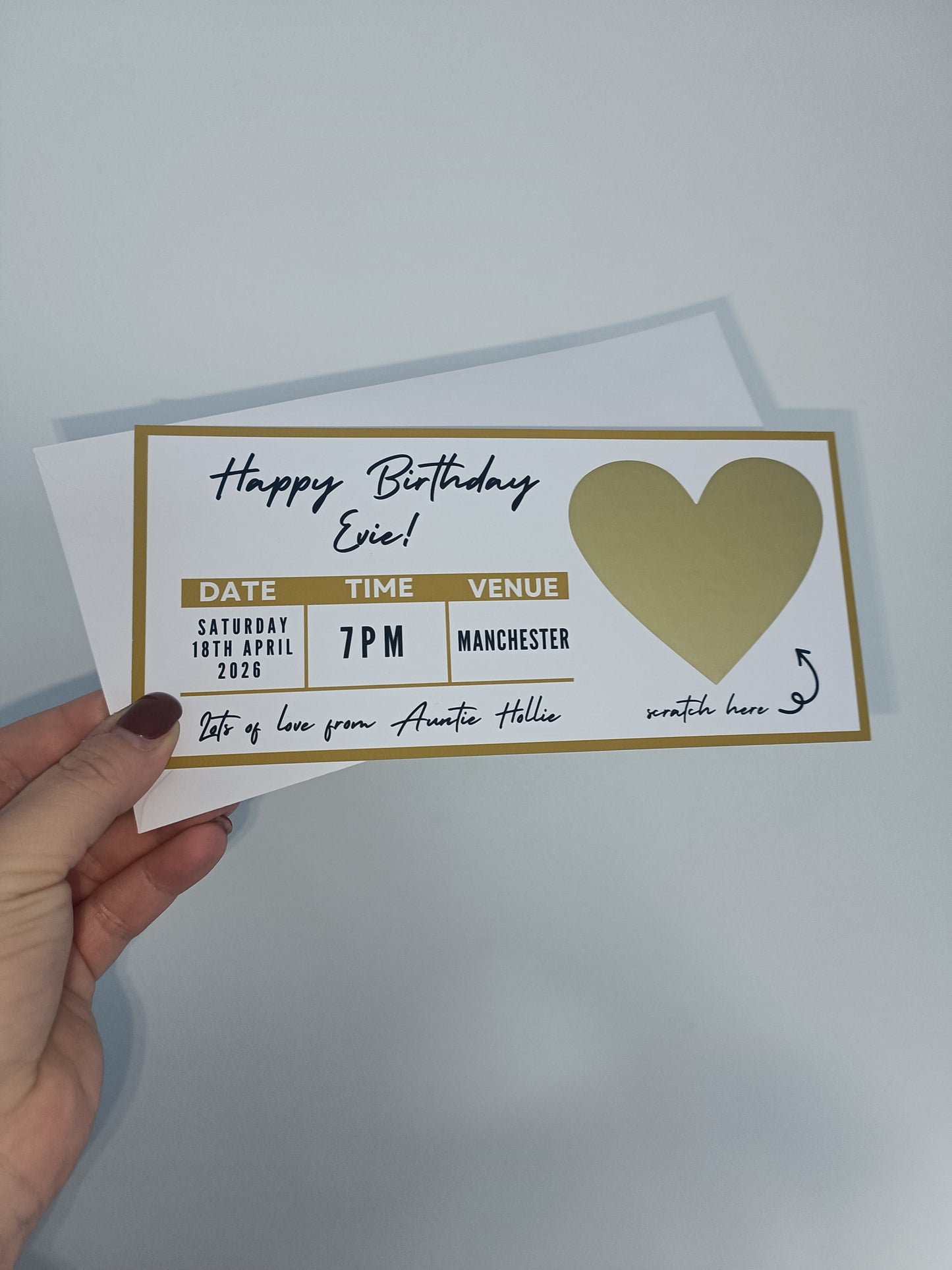 Gold Surprise Concert Ticket Print | Personalised Gold Concert Ticket | Scratch Reveal | Gift Idea