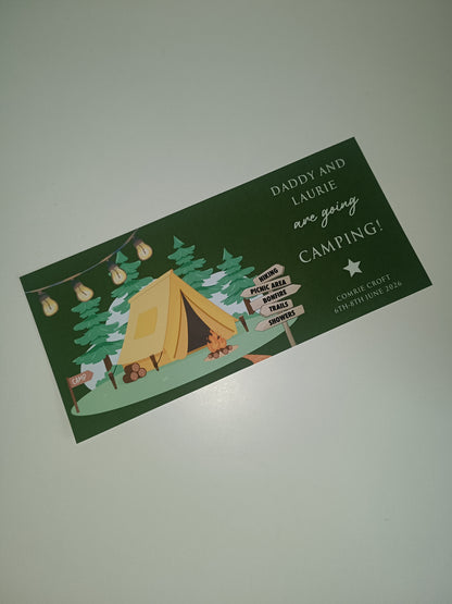 Surprise Ticket Print | Personalised Camping Ticket Pass Voucher Membership | Gift Idea