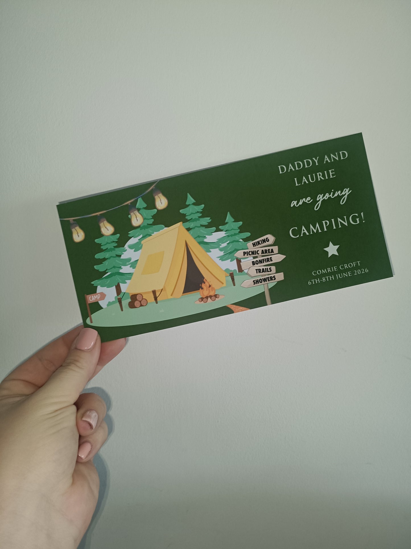 Surprise Ticket Print | Personalised Camping Ticket Pass Voucher Membership | Gift Idea