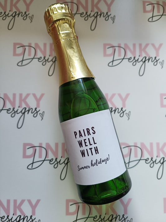Mini Wine Bottle Label | Teacher Chocolate Wrapper Sticker | Teacher Wine Bottle Sticker | Pairs Well With Summer Holidays | Teacher Gift