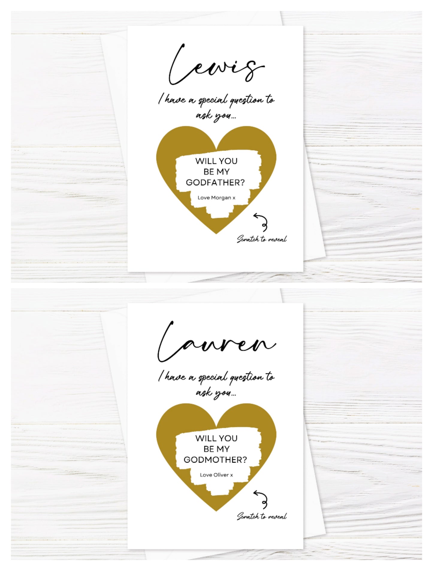 Gold Scratch Card | Surprise Card | Godmother - Godfather Scratch Reveal Card