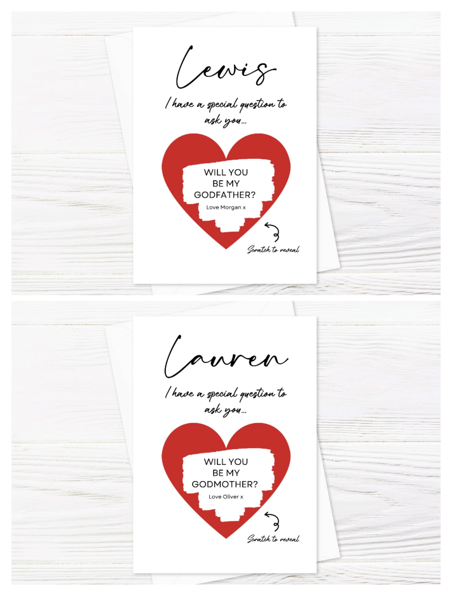 Red Scratch Card | Surprise Card | Godmother - Godfather Scratch Reveal Card