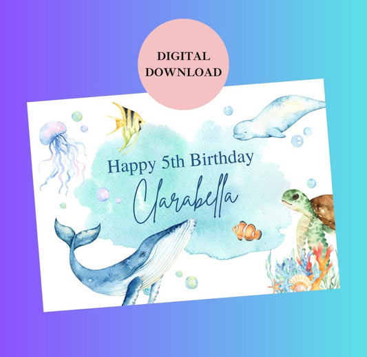 DIGITAL DOWNLOAD | Under The Sea A4 Icing Cake Image | Personalised Birthday Cake | Birthday Party