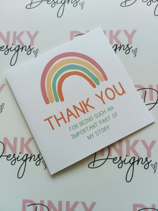 SALE | Teacher Card | Thank You For Being Such An Important Part Of My Story Card