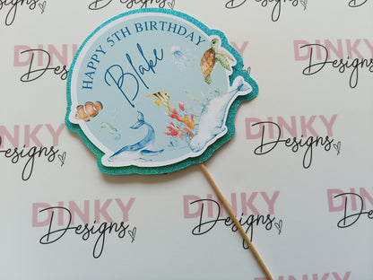 SALE | Cake Topper | Happy 5th Birthday Blake | Under The Sea Cake Topper