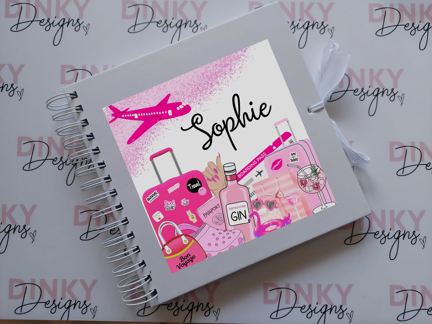 Personalised Travel Scrapbook | Pink Travel Scrapbook | Personalised Travel Gift