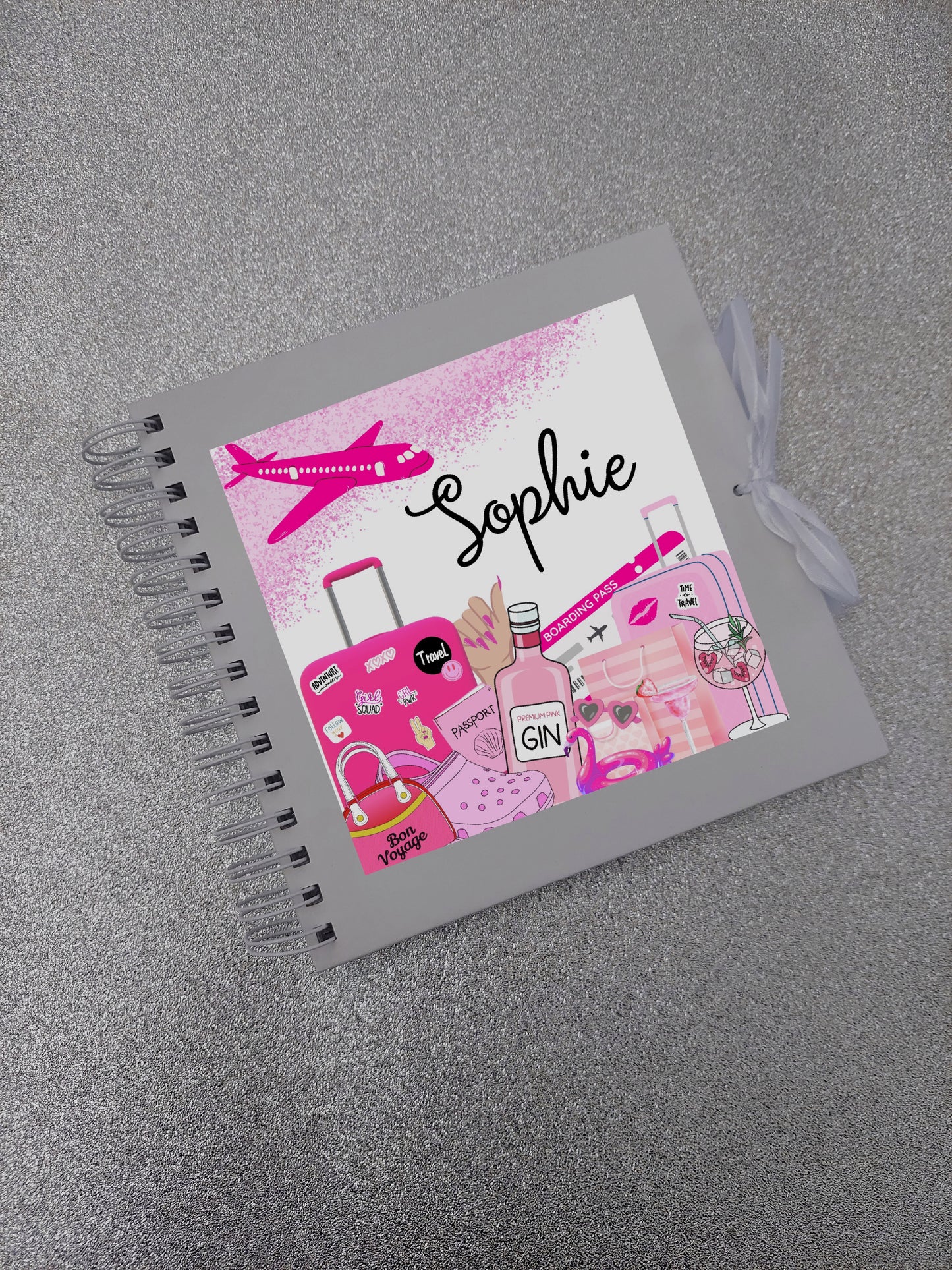 Personalised Travel Scrapbook | Pink Travel Scrapbook | Personalised Travel Gift