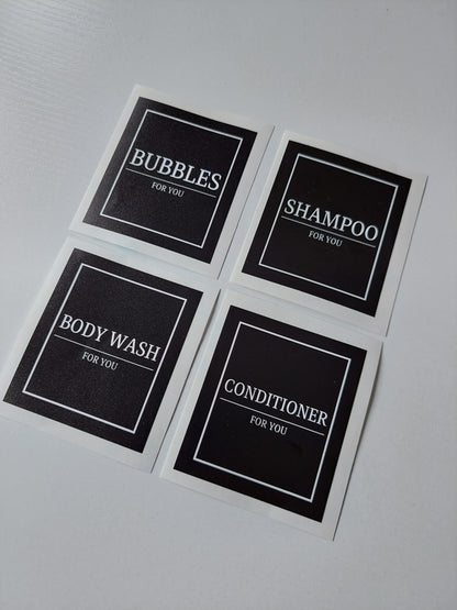 SALE ITEM | Waterproof Bathroom Bottle Labels Set | Bubbles, Shampoo, Conditioner, Body Wash