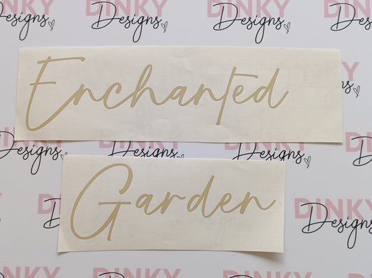 SALE | Beige Enchanted Garden Text | Vinyl Stickers