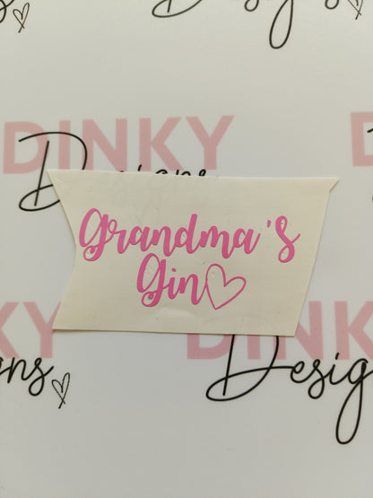 SALE | Grandma's Gin Sticker | Vinyl Sticker | Gin Glass Label