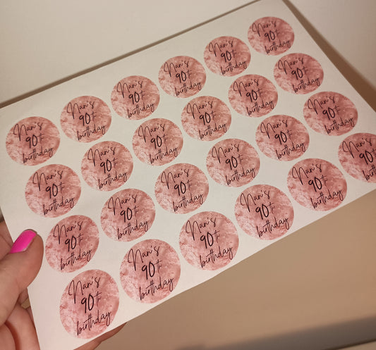 24 x Blush Pink Stickers | Nans 90th Birthday | SALE ITEM