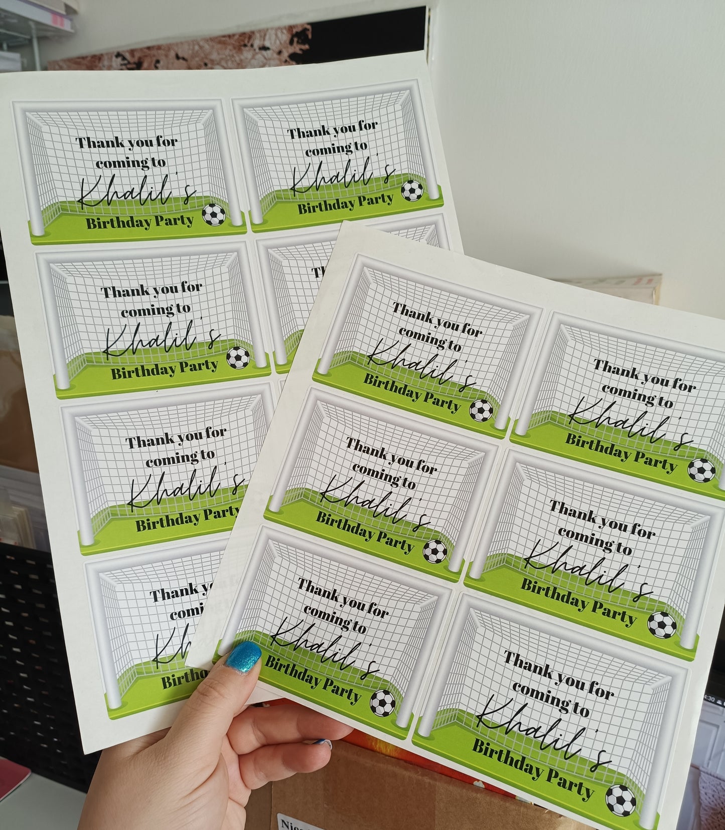 14 x Football Rectangle Party Bag Stickers | Khalil's Birthday Party | SALE ITEM