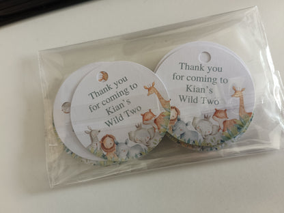 SALE - Kian's Wild Two Party Tags & Water Label Stickers | 30 x Gift Tags | 21 x Water Labels | Safari Animal Party