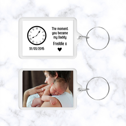 Keyring Gift | Daddy Keyring | Clock Photo Keyring | Memorable Date & Time | Gift Idea