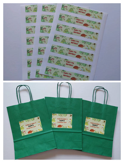 SALE - 16 x Reptile Party Bags | 21 x Reptile Water Labels | Sam's 7th Birthday