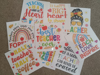 Bundle 10 x UVDTF teacher stickers