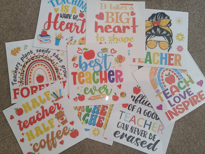 Bundle 10 x UVDTF teacher stickers