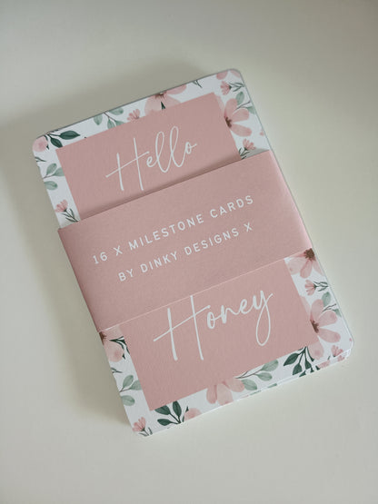 Milestone Cards | A6 Baby Milestone Cards | Pink Floral Theme | New Baby Gift Idea