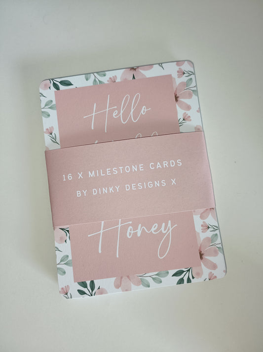 Milestone Cards | A6 Baby Milestone Cards | Pink Floral Theme | New Baby Gift Idea