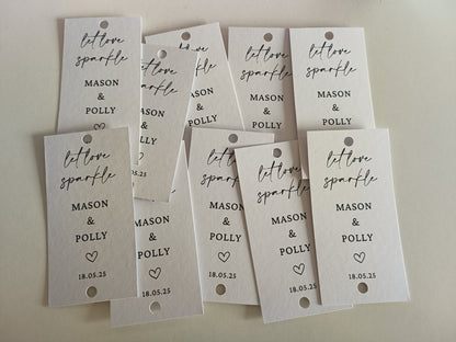Wedding Sparkler Gift Tags | Let Love Sparkle Gift Tags | Personalised Wedding Tags | Wedding Engagement Ideas