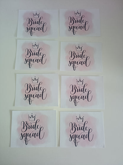 SALE - 8 x bride squad stickers