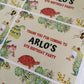 SALE - 1 x Reptile Rectangle Party Bag Stickers | Thank you for coming to Arlo's 6th Birthday Party