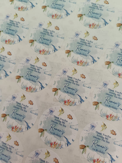 SALE - 35mm Under The Sea Stickers | Party Bag Stickers | Roman's 1st Birthday
