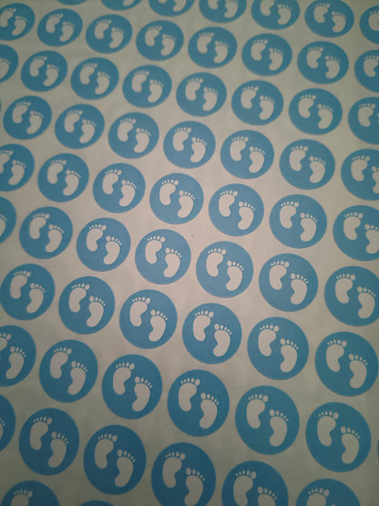 Blue Baby Footprint Stickers | Various Sizes | Baby Shower Party Stickers | Baby Shower Stickers