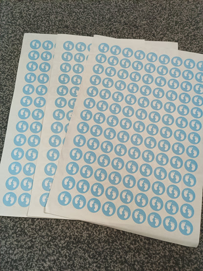 Blue Baby Footprint Stickers | Various Sizes | Baby Shower Party Stickers | Baby Shower Stickers