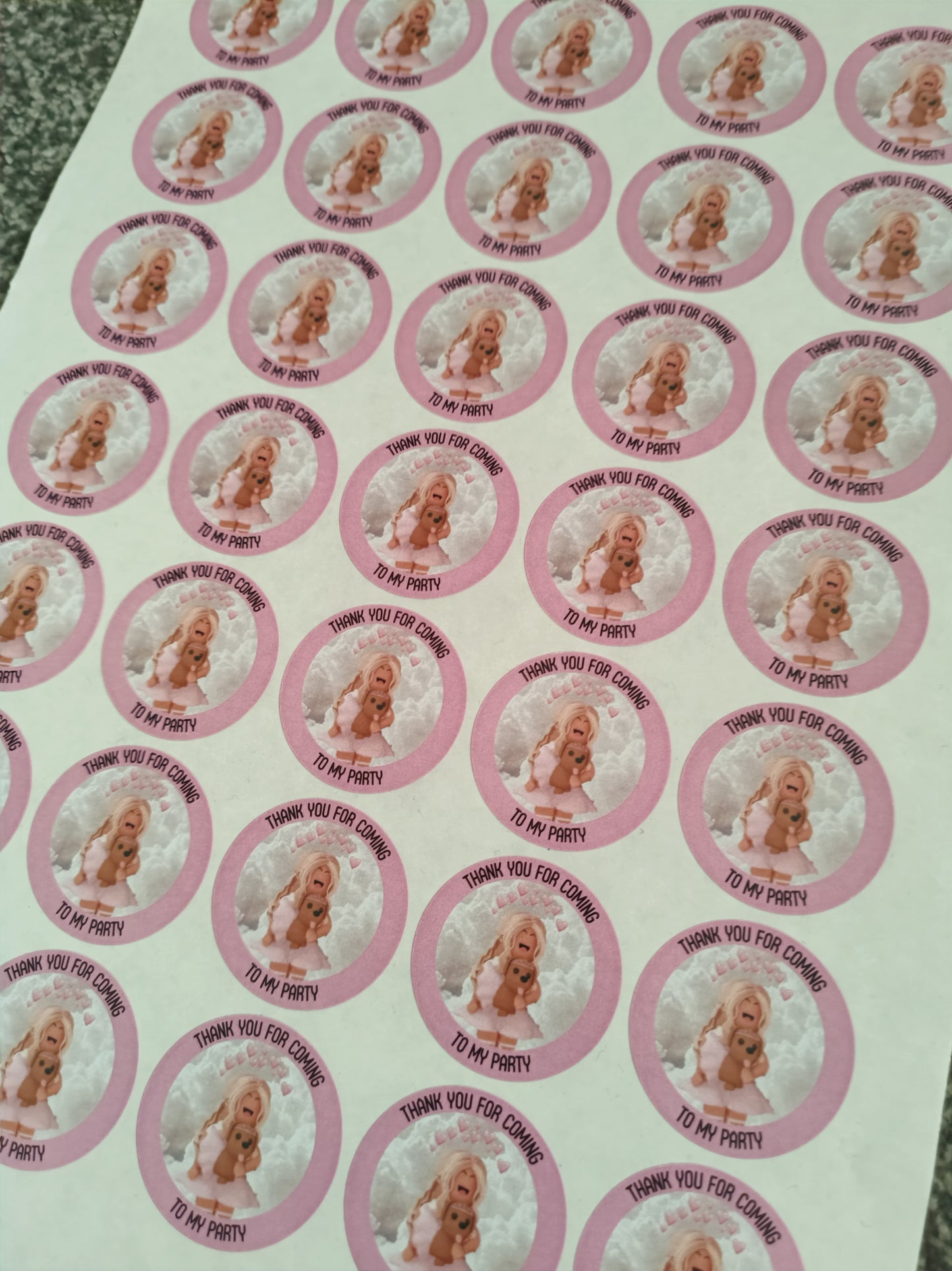 SALE - 35mm Pink Roblox Stickers | Party Bag Stickers | Thank You For Coming To My Party