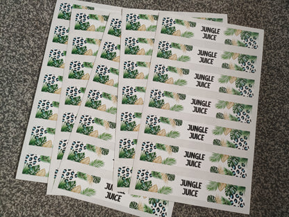 Personalised Juice Bottle Labels | Safari Jungle Leaf Party Juice Labels | Water Bottle Stickers | Safari Jungle Party | Party Stickers