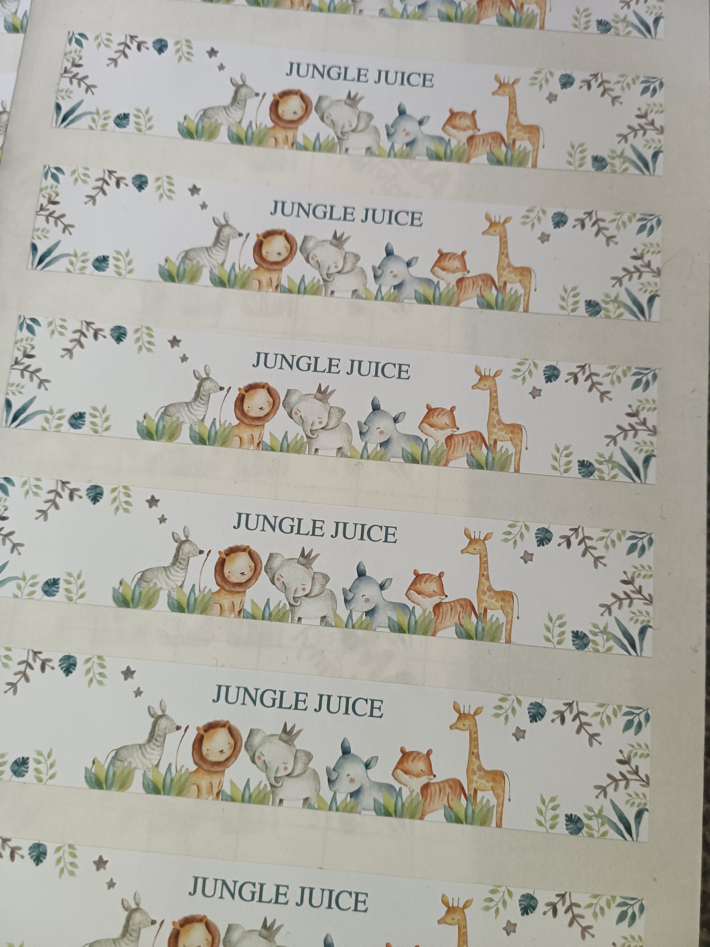SALE - 4 x Jungle Juice Safari Animal Water Label Stickers | Water Bottle Stickers | Jungle Theme