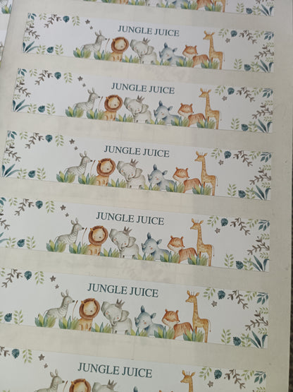 Personalised Juice Bottle Labels | Safari Jungle Animal Party Juice Labels | Water Bottle Stickers | Safari Animal Party | Party Stickers