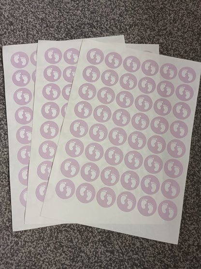 Pink Baby Footprint Stickers | Various Sizes | Baby Shower Party Stickers | Baby Shower Stickers