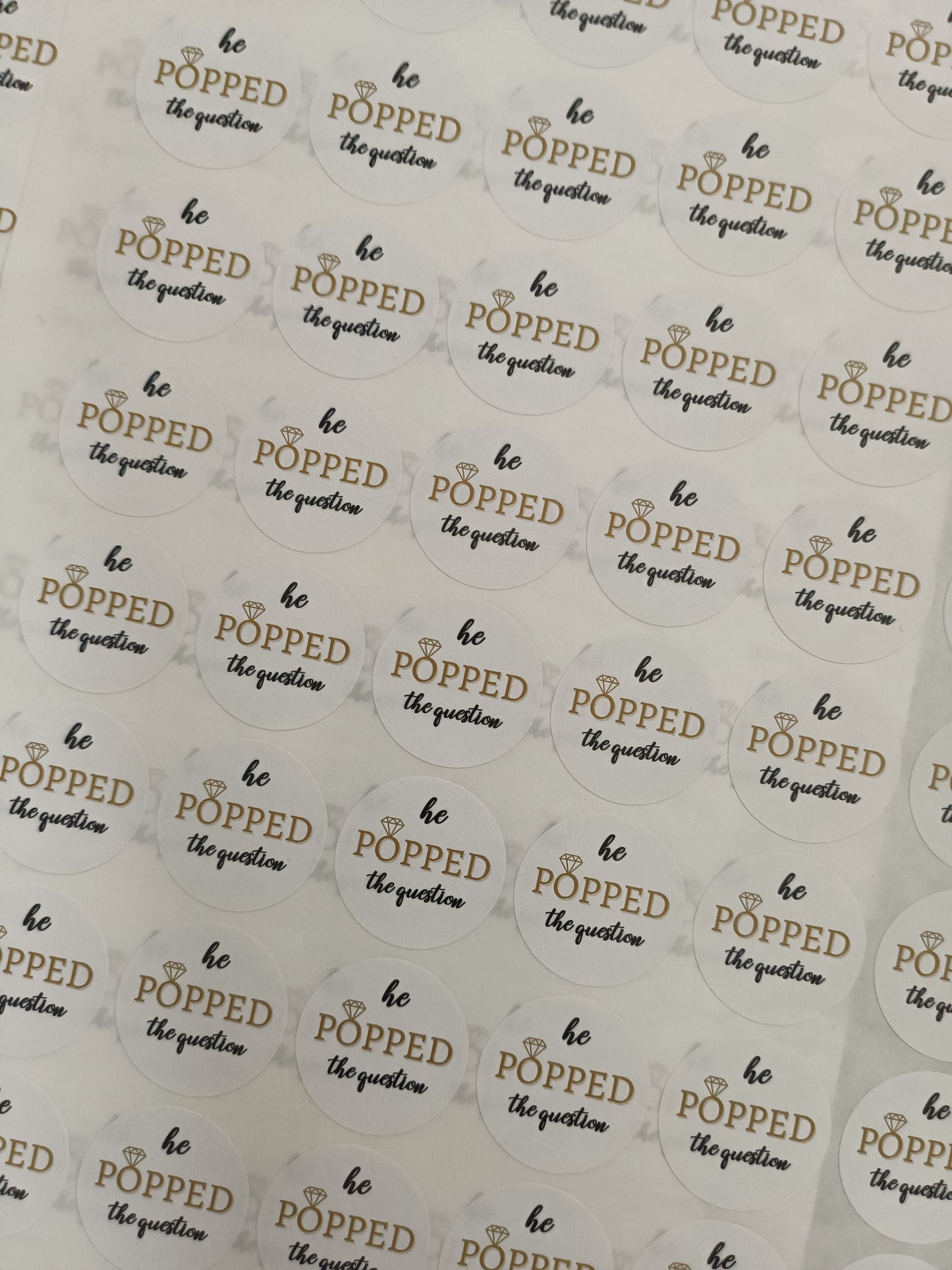 Engagement Stickers | Various Sizes | He Popped The Question | Engagement Party