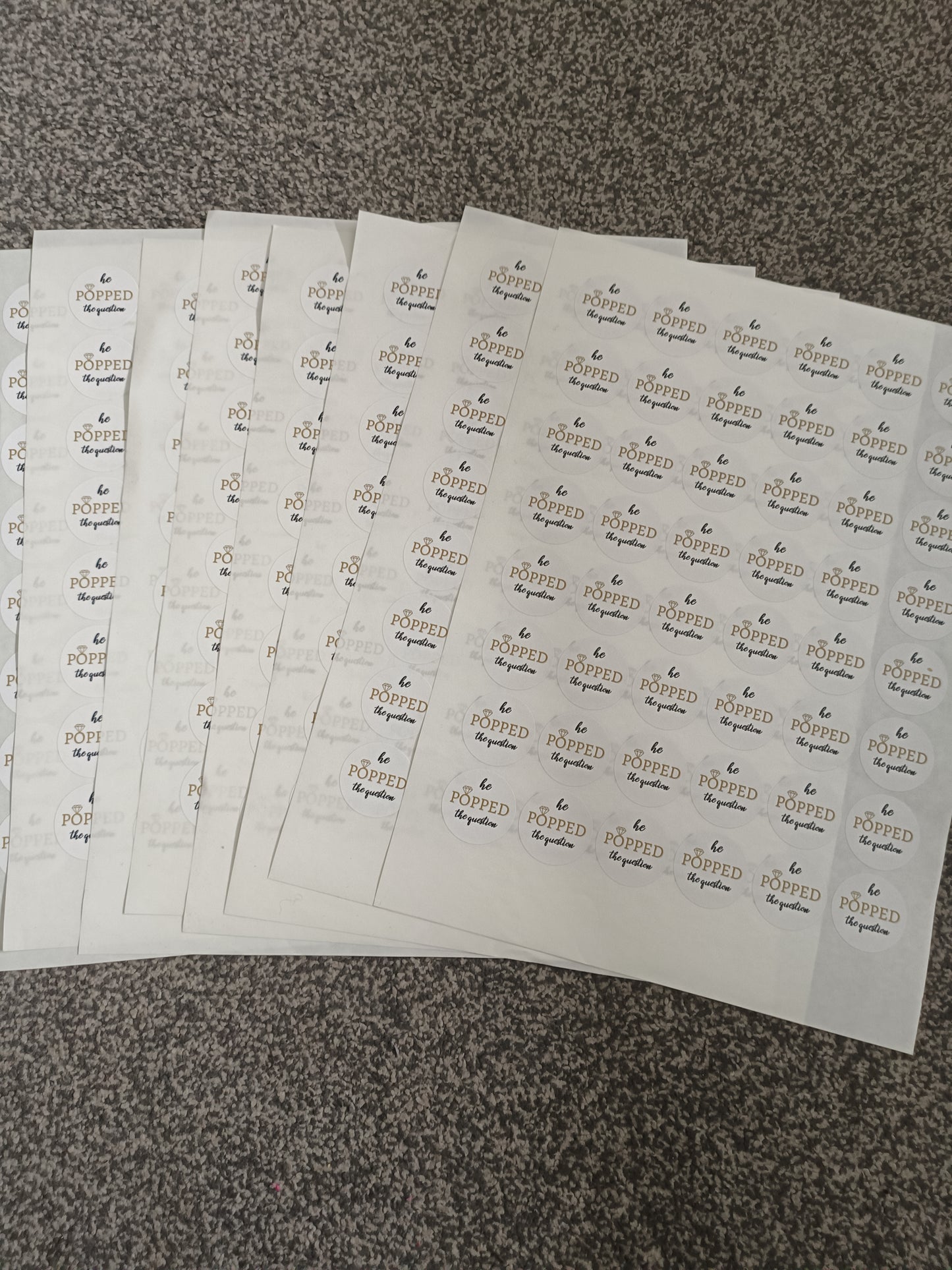 Engagement Stickers | Various Sizes | He Popped The Question | Engagement Party