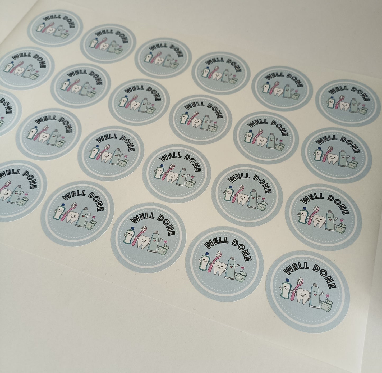 Dentist Stickers | Sticker Sheet 45mm Circles | Well Done Stickers | Circle Stickers | Sticker Sheet | Dental Stickers - Dinky Designs