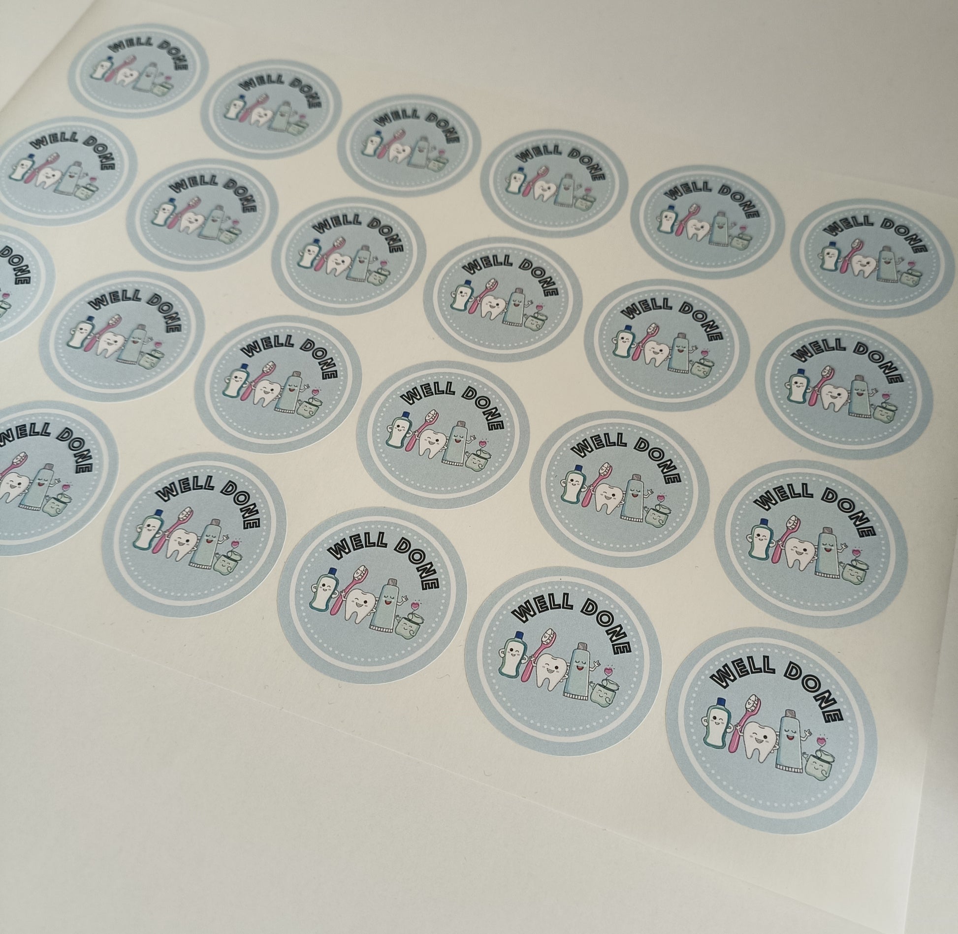 Dentist Stickers | Sticker Sheet 45mm Circles | Well Done Stickers | Circle Stickers | Sticker Sheet | Dental Stickers - Dinky Designs