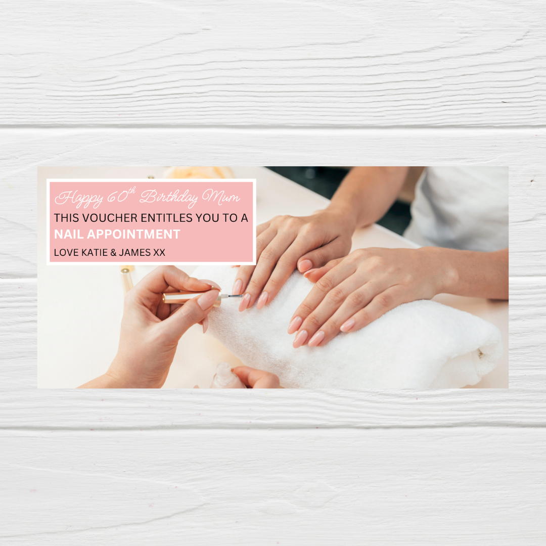 Surprise Ticket Print | Personalised Pink Manicure Nail Appointment Ticket Voucher | Gift Idea