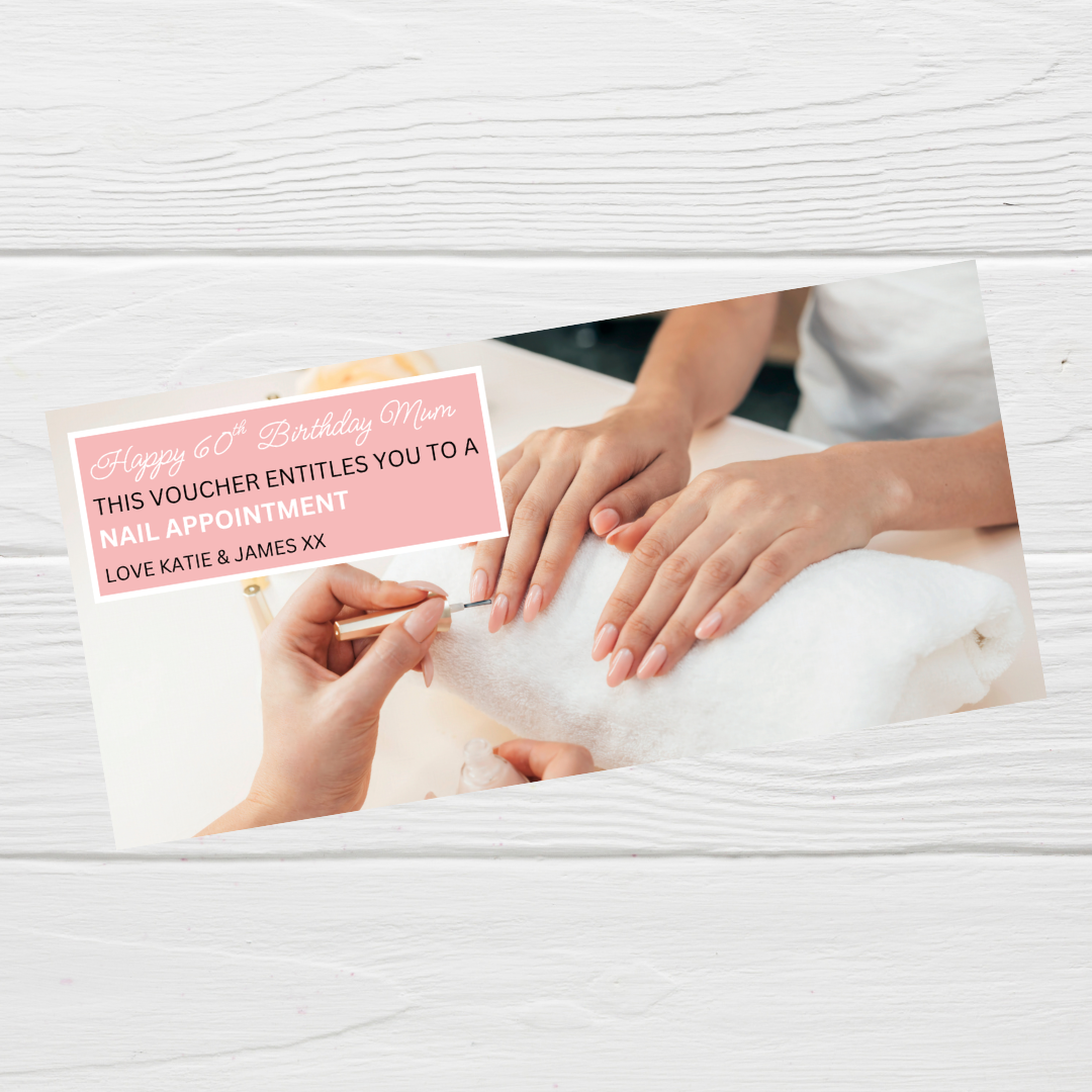 Surprise Ticket Print | Personalised Pink Manicure Nail Appointment Ticket Voucher | Gift Idea