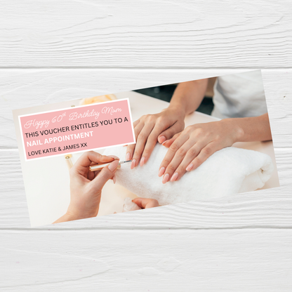 Surprise Ticket Print | Personalised Pink Manicure Nail Appointment Ticket Voucher | Gift Idea