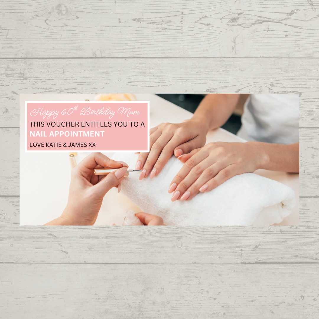 Surprise Ticket Print | Personalised Pink Manicure Nail Appointment Ticket Voucher | Gift Idea