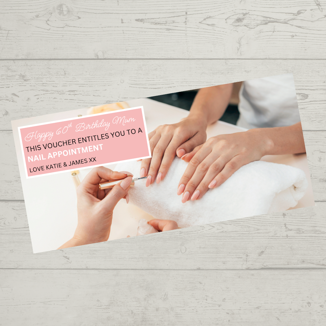Surprise Ticket Print | Personalised Pink Manicure Nail Appointment Ticket Voucher | Gift Idea