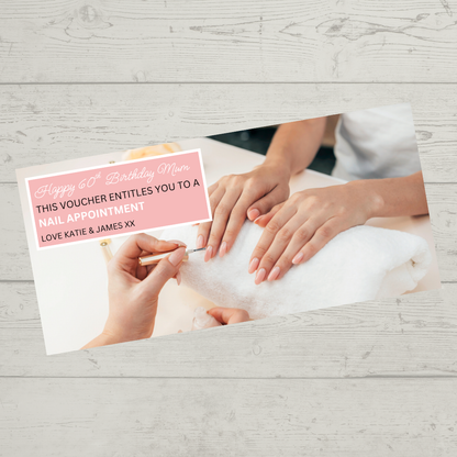 Surprise Ticket Print | Personalised Pink Manicure Nail Appointment Ticket Voucher | Gift Idea