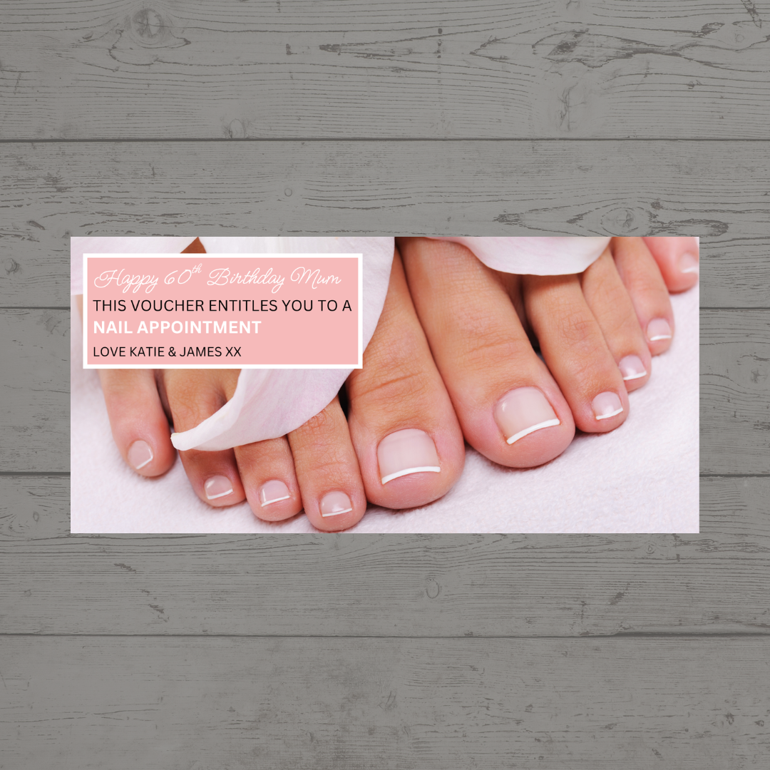 Surprise Ticket Print | Personalised Pink Pedicure Nail Appointment Ticket Voucher | Gift Idea