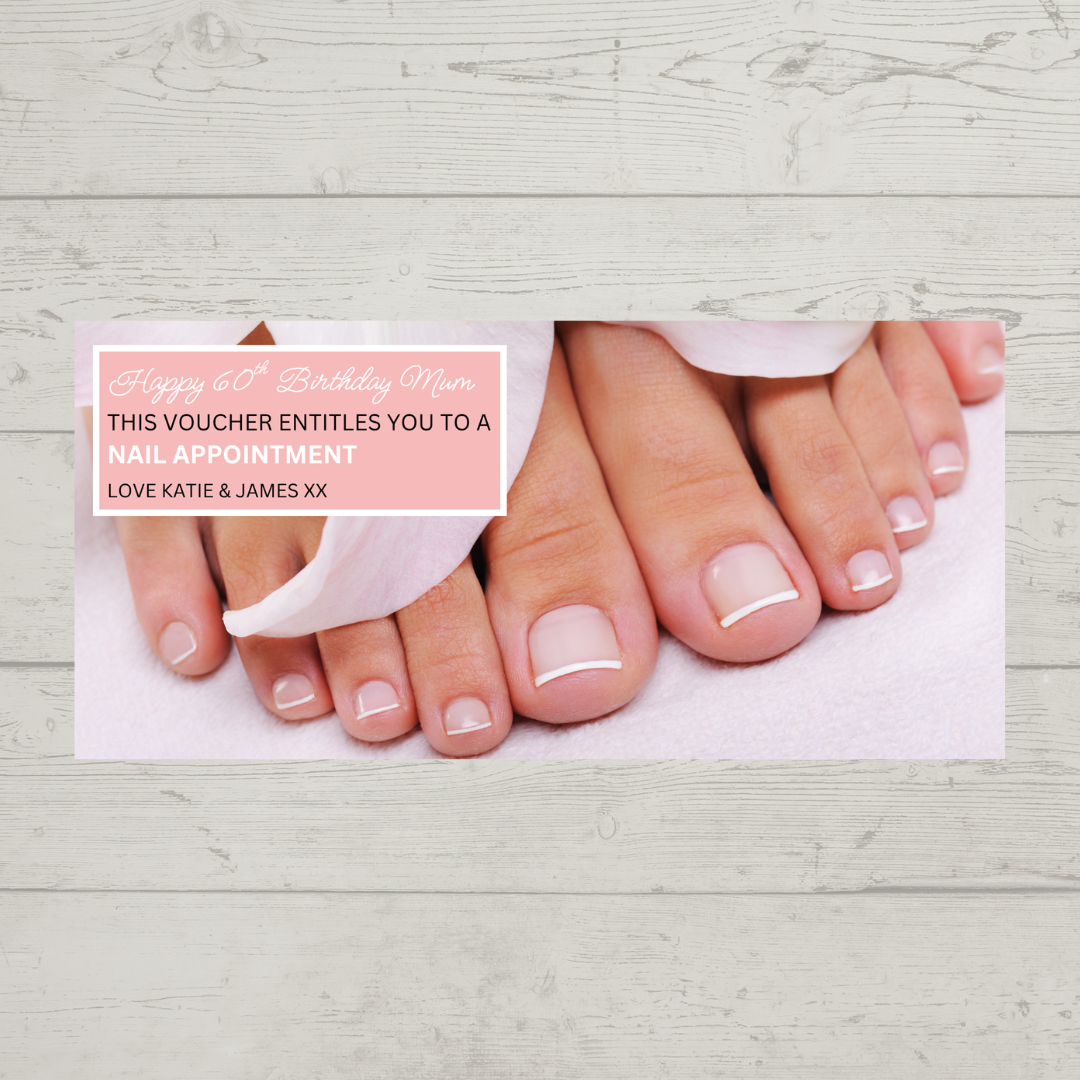 Surprise Ticket Print | Personalised Pink Pedicure Nail Appointment Ticket Voucher | Gift Idea