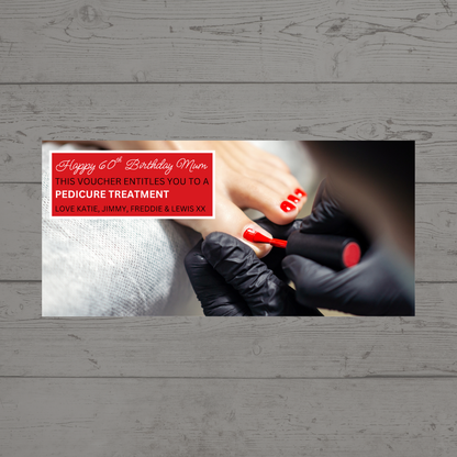 Surprise Ticket Print | Personalised Red Pedicure Nail Appointment Ticket Voucher | Gift Idea