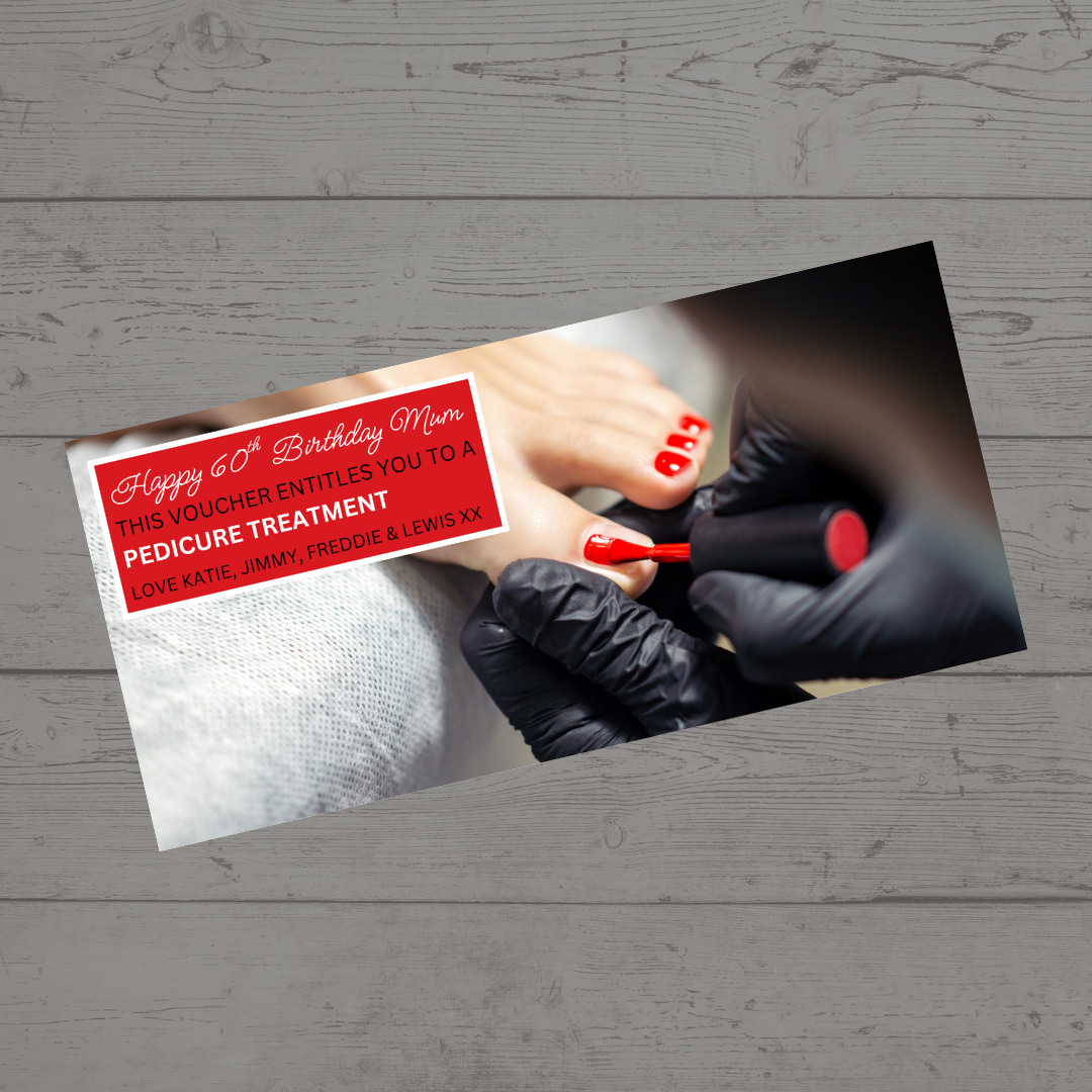 Surprise Ticket Print | Personalised Red Pedicure Nail Appointment Ticket Voucher | Gift Idea